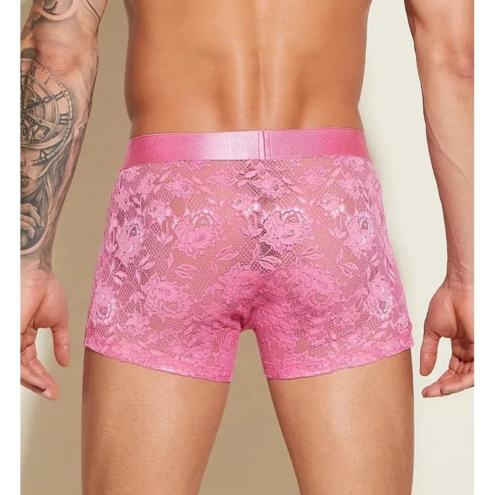 Cosabella Men's Never Say Never Hot Pink Lace Boxer Trunk Size XL